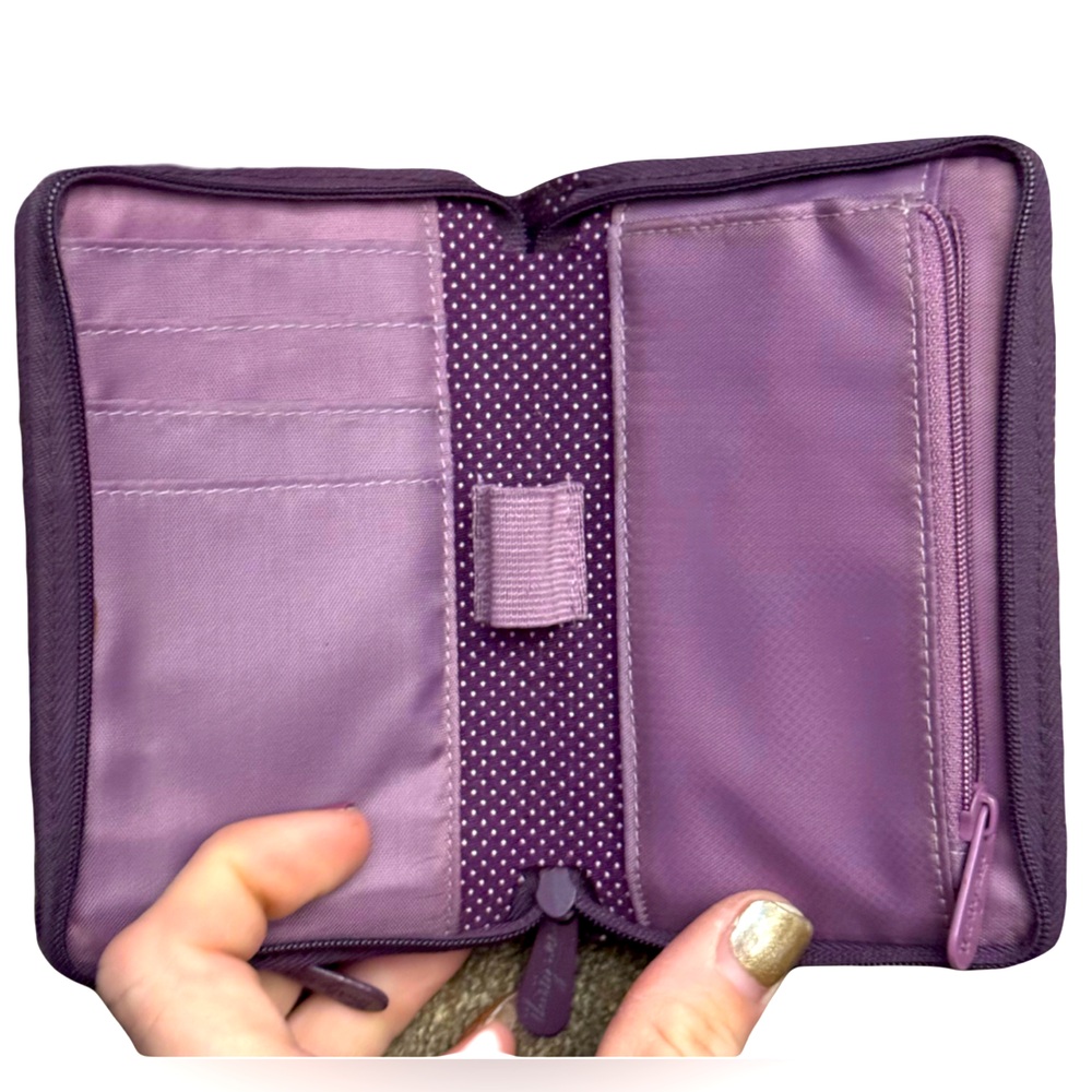 Thirty-One Purple Polka Dot zippered wallet
